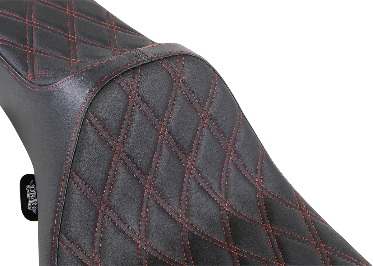 Drag specialties seats Extended Reach Predator III Seat - Double Diamond - Black w/ Red Stitching - FL '99-'07 Harley Davidson