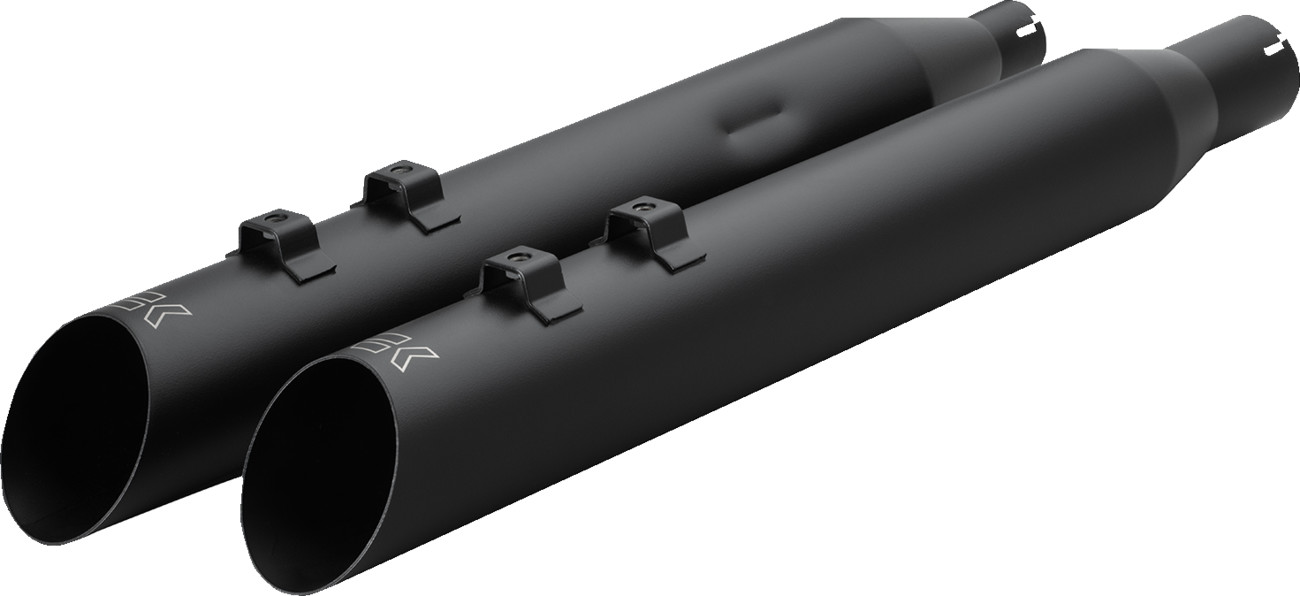 Khrome werks HP-Plus® Slip-On Mufflers - 4" - M8 - Slash Up with Ripper Baffle - Black Harley Davidson
