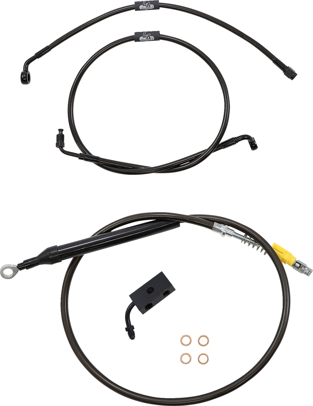 La choppers Standard Midnight Braided Handlebar Cable/Brake Line Kit - 15"-17" Ape Hangers - '18-'22 Softail Harley Davidson
