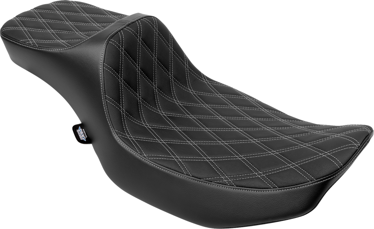 Drag specialties seats Extended Reach Predator III Seat - Double Diamond - Silver Stitching - Vinyl - FLH/FLT '23-'24 Harley Davidson