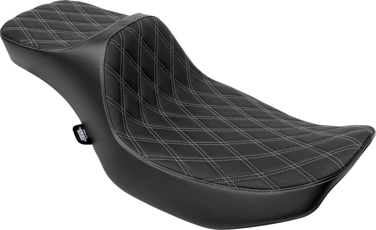 Drag specialties seats Extended Reach Predator III Seat - Double Diamond - Silver Stitching - Vinyl - FLH/FLT '23-'24 Harley Davidson