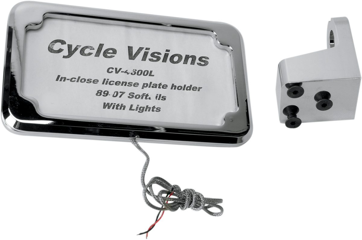 Cycle visions Vertical License Plate Mount with Light - '86-'07 ST - Chrome Harley Davidson