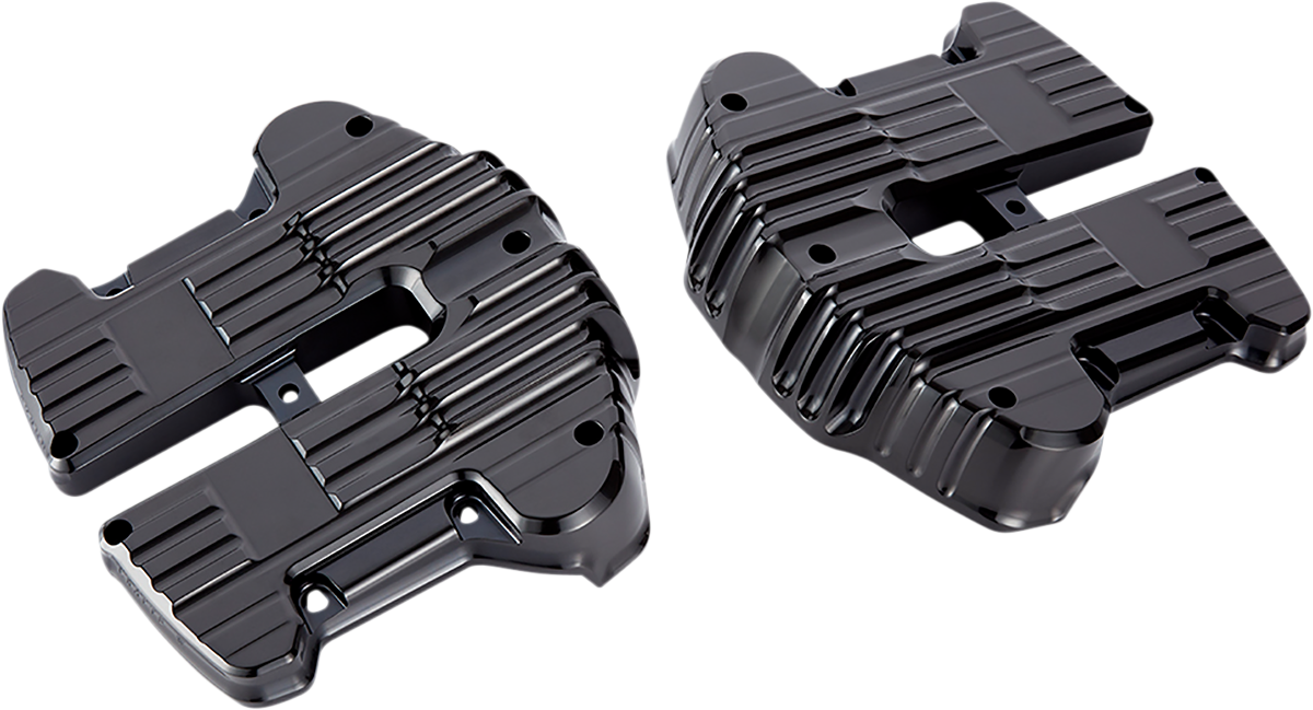 Rough crafts Rocker Box Covers - Black - Grooved Harley Davidson