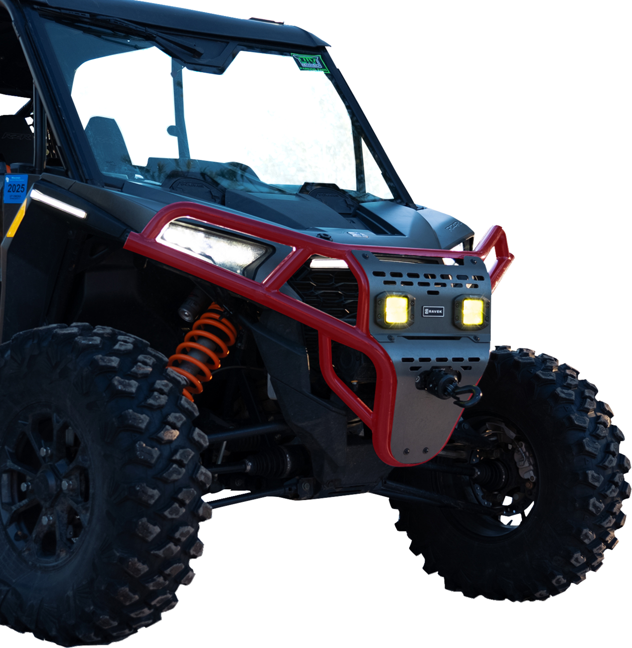 Ravek Front Bumper/Skid Plate with Amber Lights - Red - RZR XP 1000 2024-2025 Polaris RZR XP 1000 Premium / 2024-2025 Polaris RZR XP 1000 Sport / 2024-2025 Polaris RZR XP 1000 Ultimate
