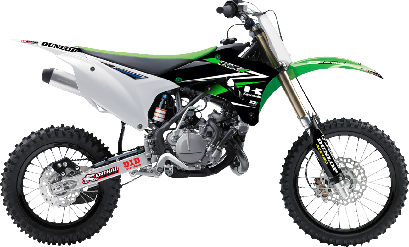 D'cor visuals Team Green Graphics and Trim Kit 2014-2021 Kawasaki KX85 / 2014-2021 Kawasaki KX100