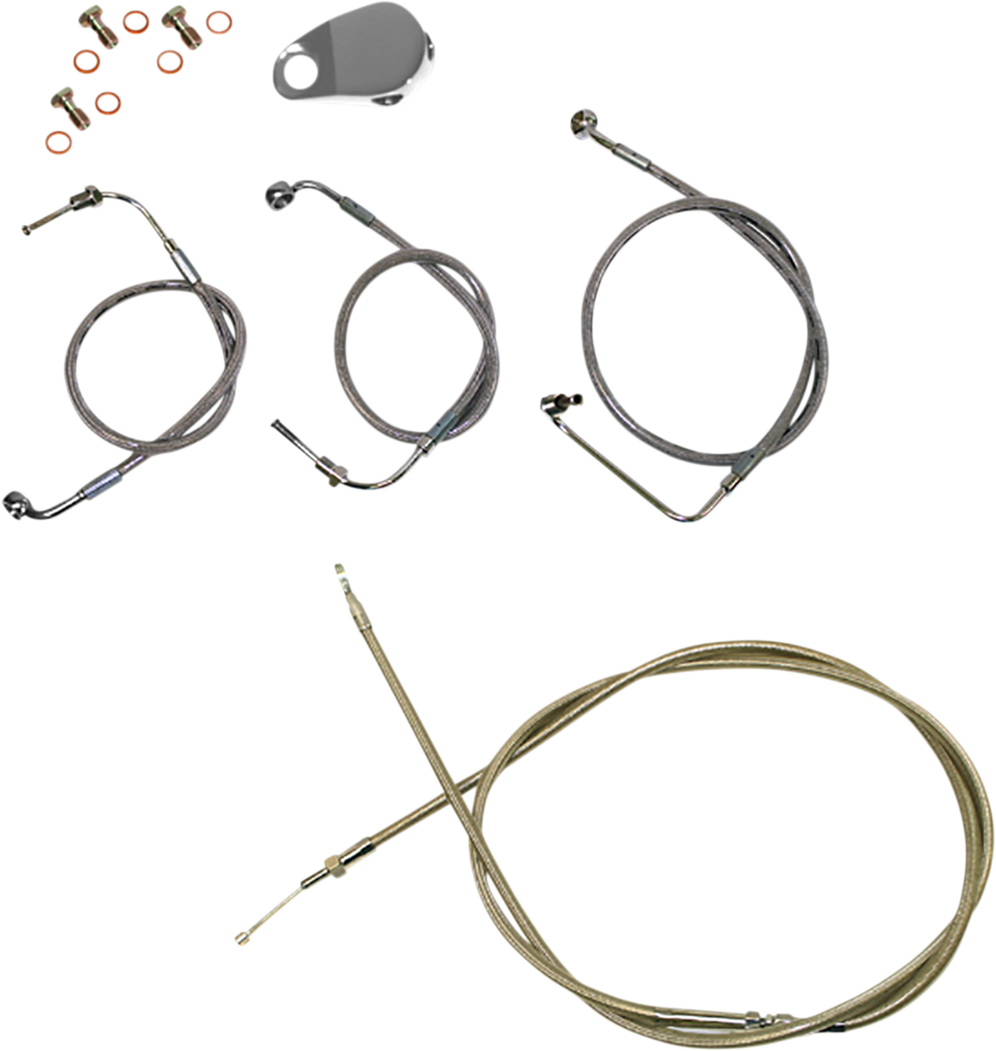 LA CHOPPERS Standard Stainless Braided Handlebar Cable/Brake Line Kit