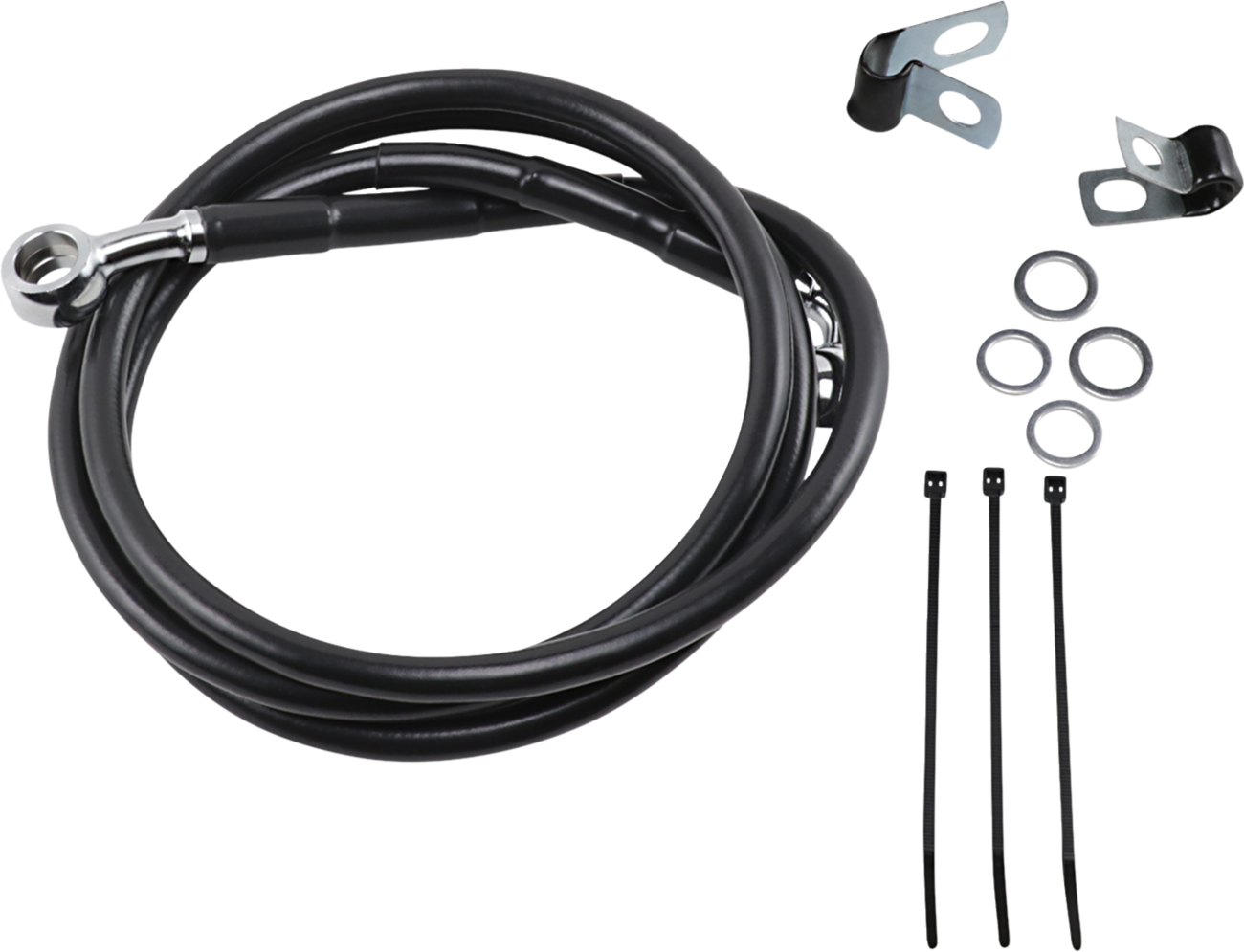Drag specialties Brake Line - Front - Black - +8" Harley Davidson