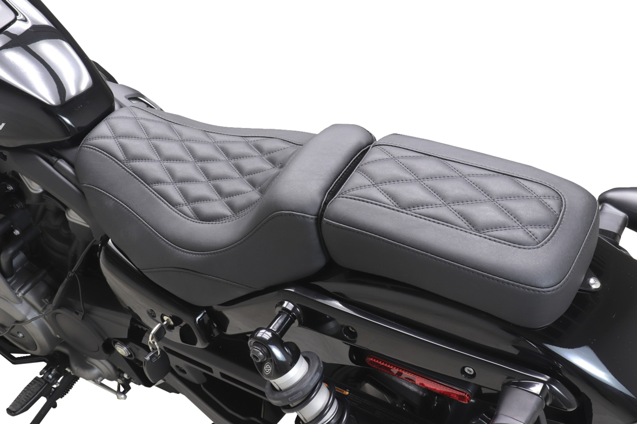 Mustang Tripper™ Passenger Seat - Double Diamond - Black Stitching - Nightster '22-'25 2022-2025 Harley Davidson RH975 Nightster / 2023-2025 Harley Davidson RH975S Nightster Special