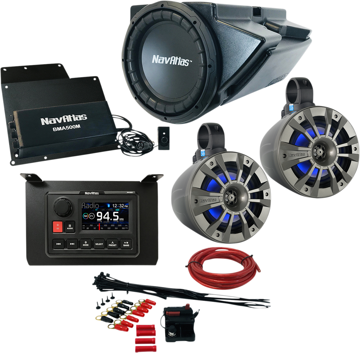 Navatlas Audio Kit Zone 3 with Roll Cage Speakers for Polaris RZR