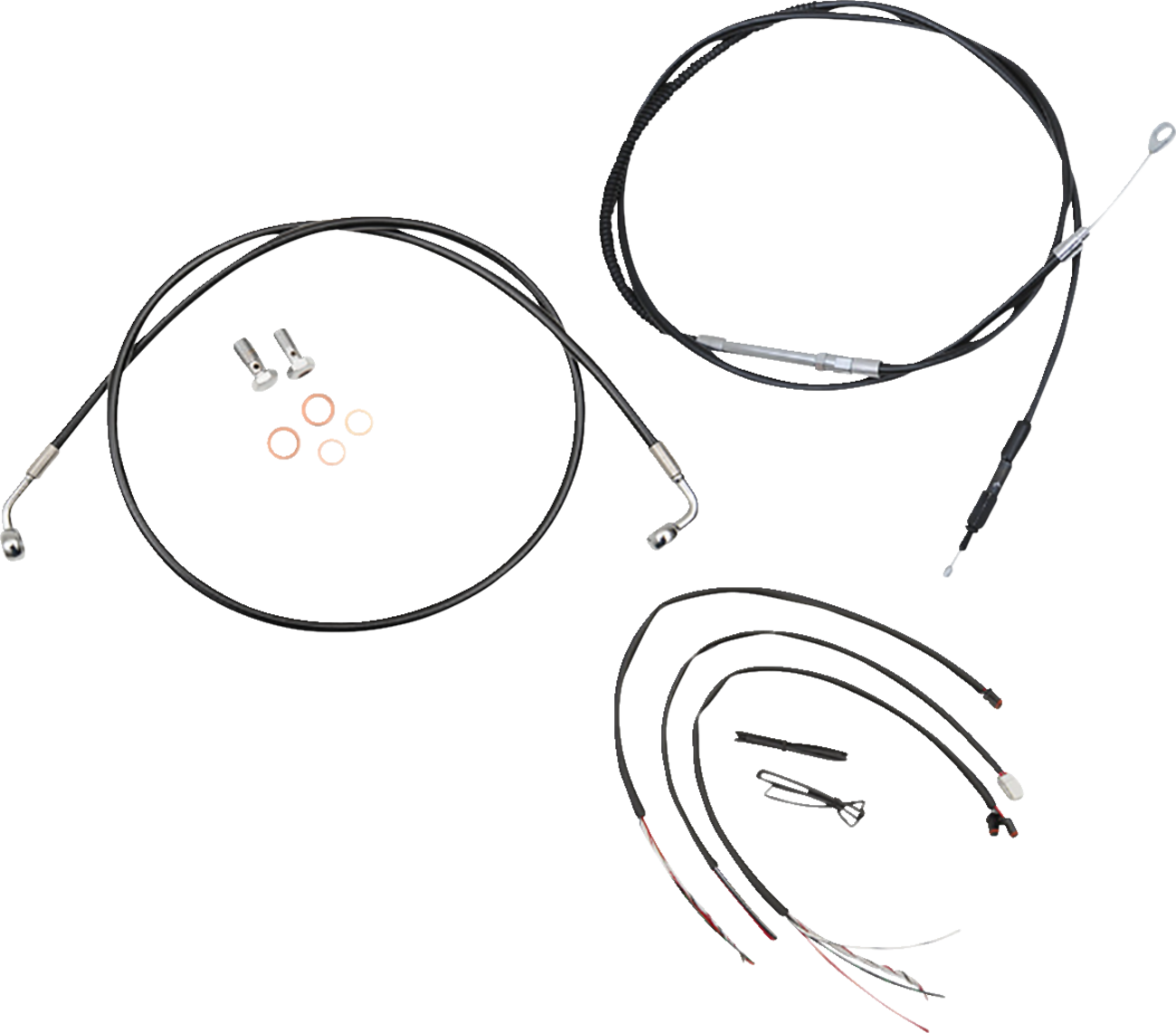 LA CHOPPERS Complete Black Vinyl Braided Handlebar Cable/Brake Line Kit