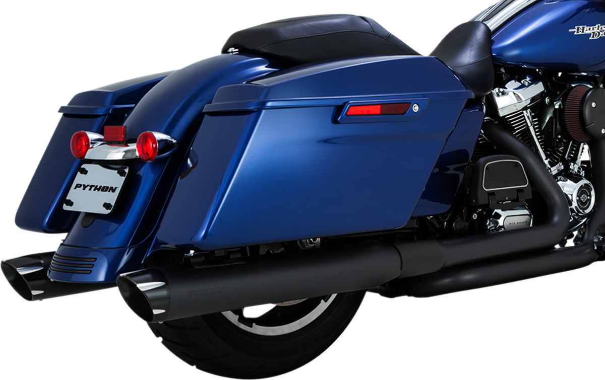 Python Rayzer Black 4" Slash Cut Slip On Mufflers 1719 Harley Davidson Touring JT's CYCLES