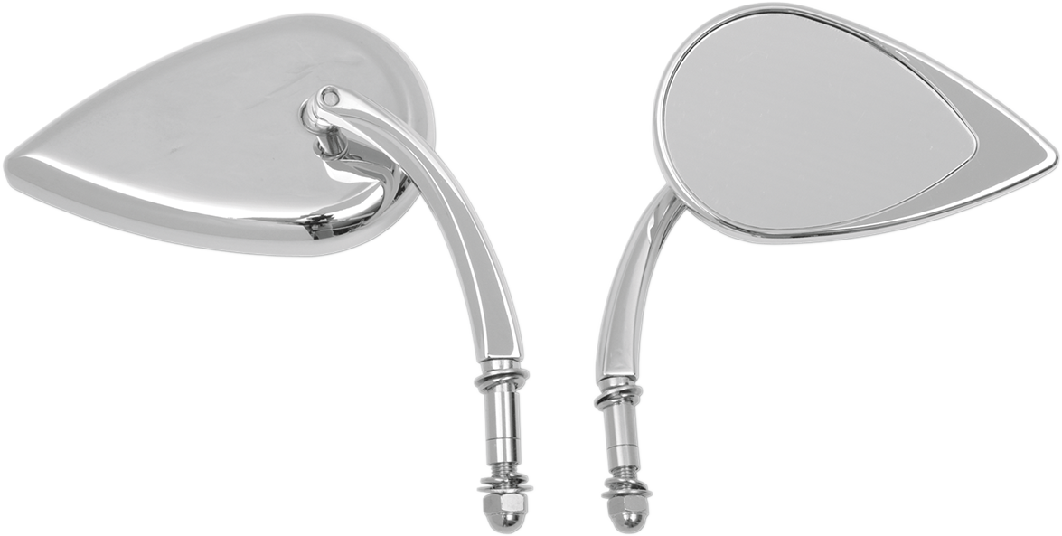Drag specialties Mirror - Side View - Teardrop - Chrome - Curved/Short Stem - Each