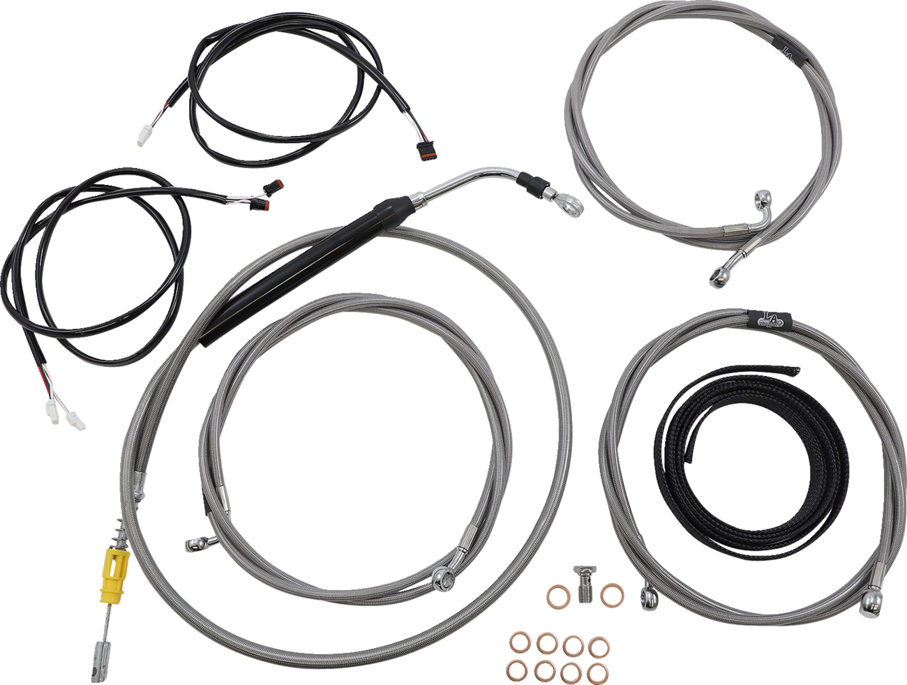 La choppers Complete Plug-and-Play Cable Kit - 15" - 17" Handlebars - '21-'22 FLH - ABS - Stainless Harley Davidson