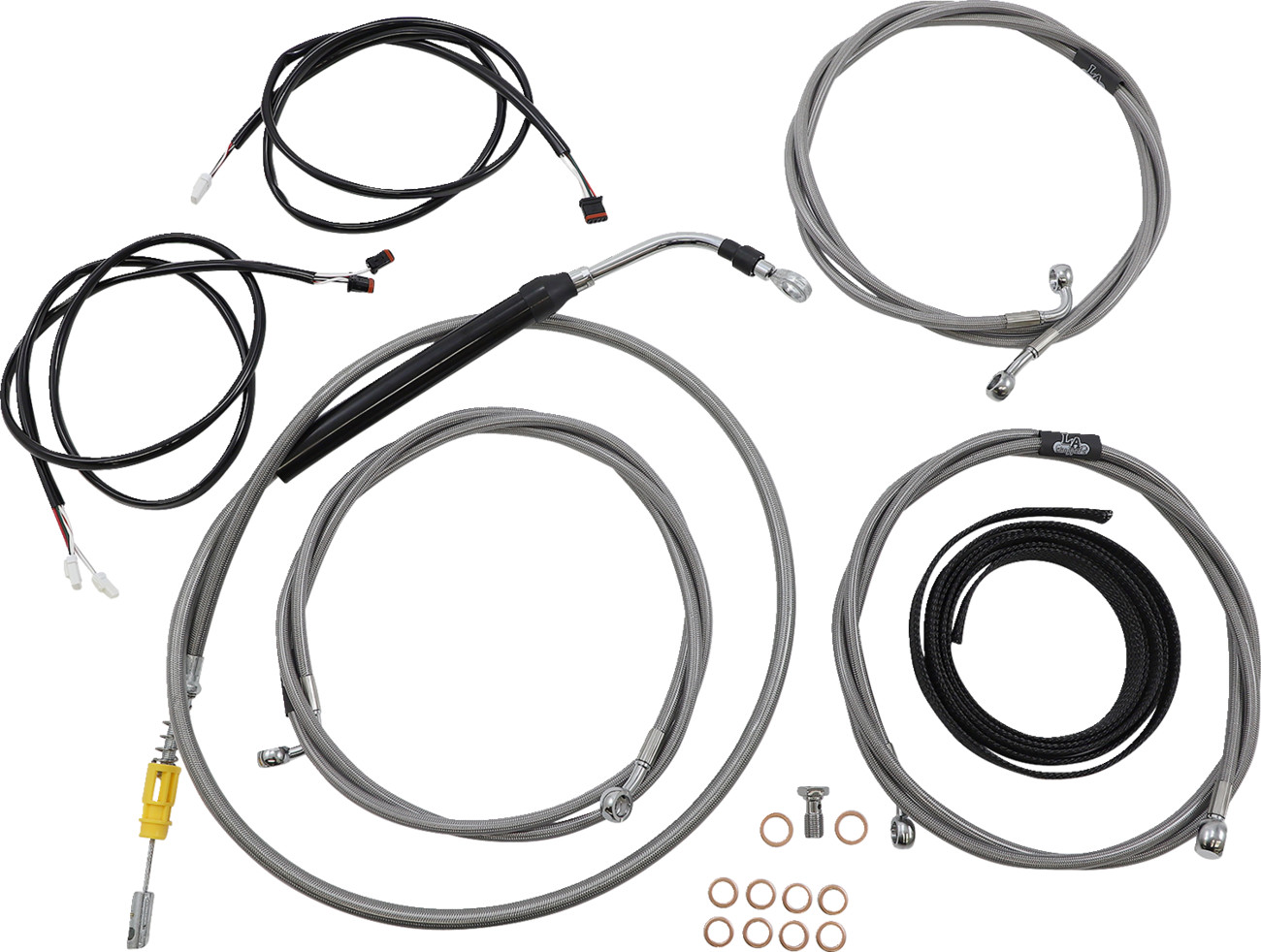 La choppers Complete Plug-and-Play Cable Kit - 15" - 17" Handlebars - '21-'22 FLH - ABS - Stainless Harley Davidson