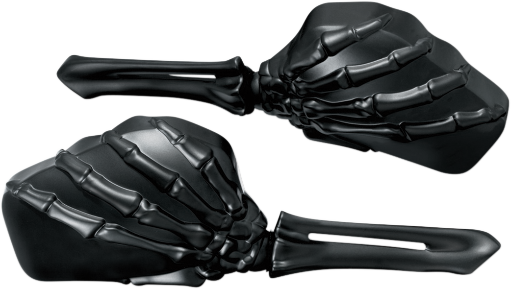 Kuryakyn 1758 Black 3" x 5"Black Skeleton Hand Screw in Motorcycle Mirror Set