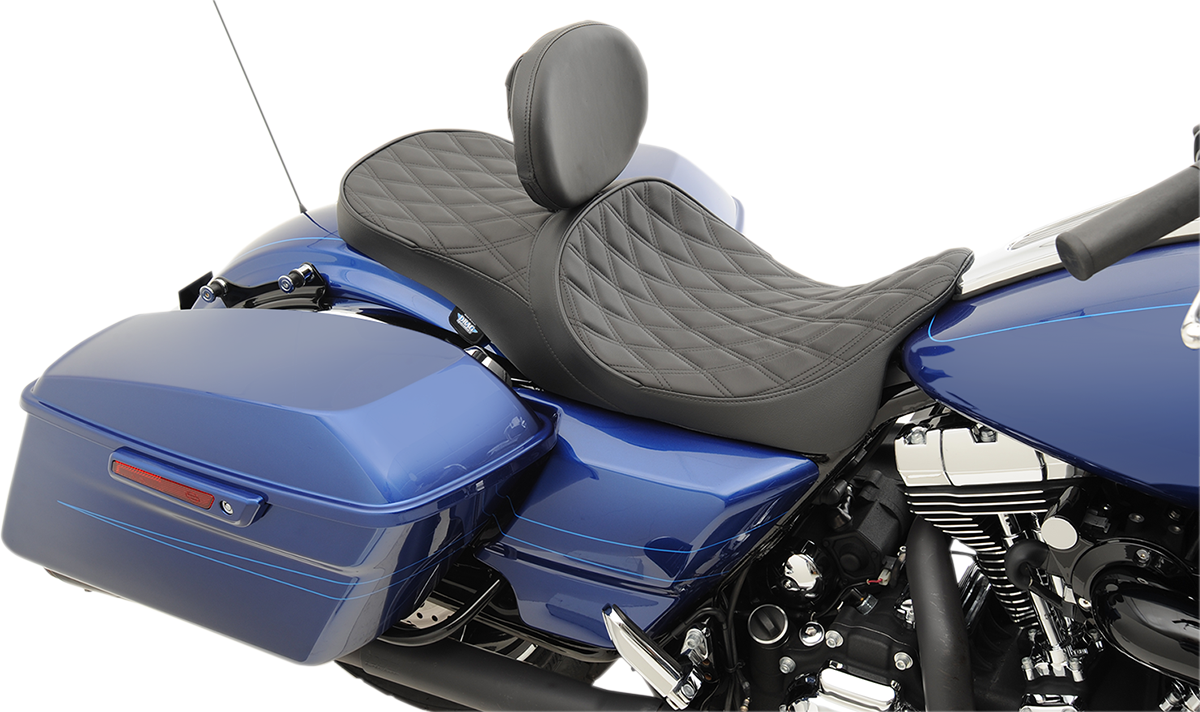 Drag specialties seats Low Touring Seat - Double Diamond - Driver's Backrest - FL '08-'23 Harley Davidson