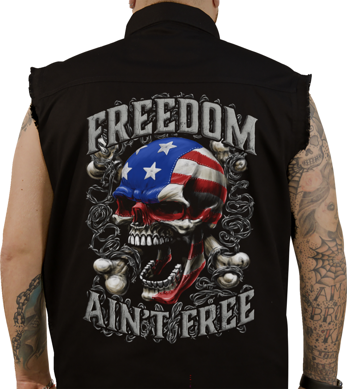 LETHAL THREAT Freedom Ain't Free Printed Sleeveless Button Down Shirt