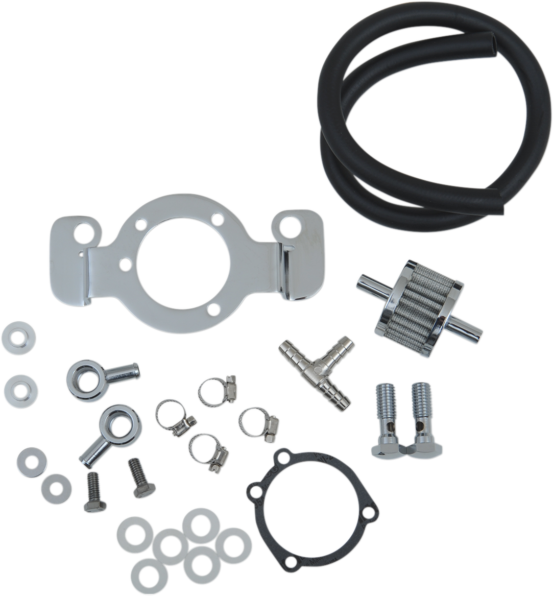 Drag Specialties Crankcase Breather with Support Bracket Kit
