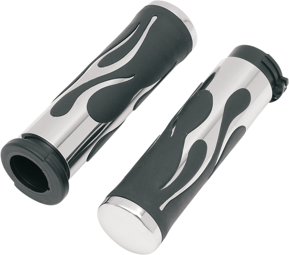 Drag specialties Flamed Grips - Chrome Harley Davidson