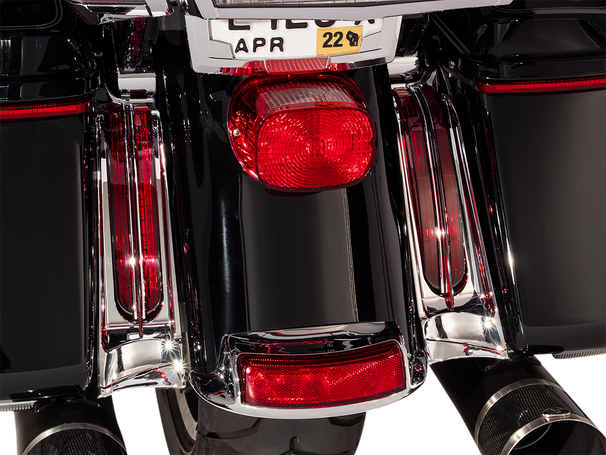 Ciro Chrome Rear LED Filler Panel Lights 14-20 Harley Touring FLHR FLHTK FLTRU