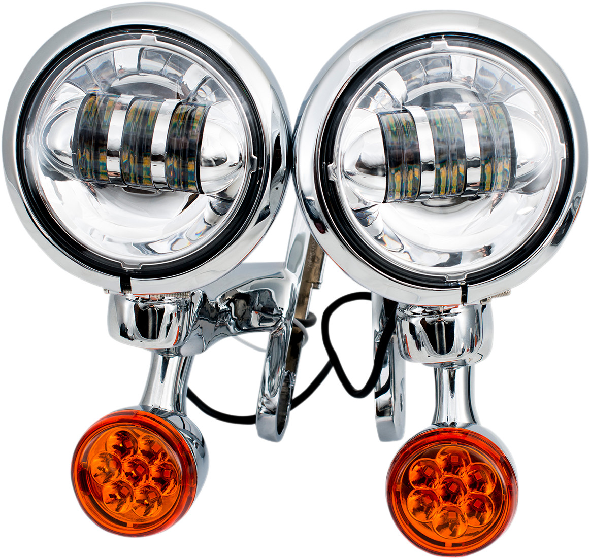 Rivco Light Brackets with LED Auxiliary Lights and Turn Signals For Harley Touring 1994-2025