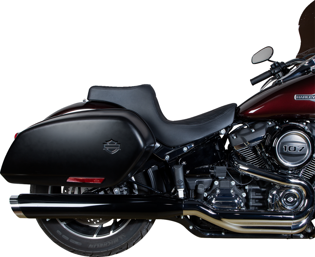 Drag specialties seats Predator III 2-Up Seat - Double Diamond - Black w/ Black Stitching - FL/FX '18-'24 Harley Davidson