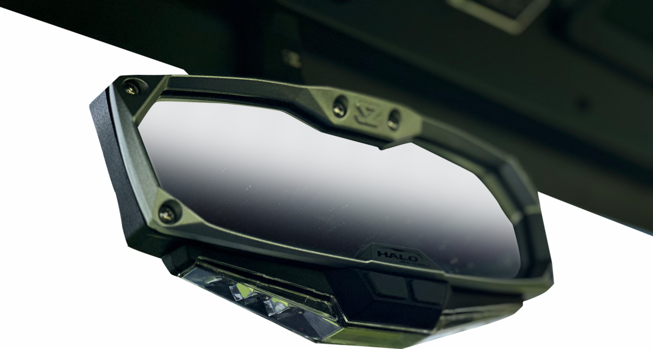 SEIZMIK Halo R Rear View Mirror with Cast Aluminum Bezel/LED Cabin Light - CF Moto
