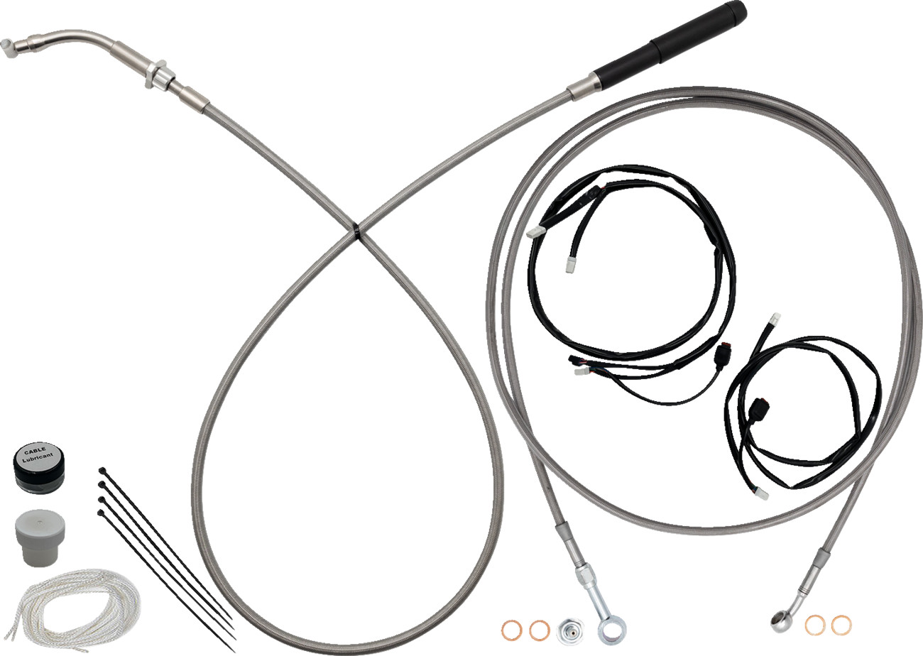 Fat baggers inc. EZ Install Kit - 13"/14" Handlebars - Upper Clutch - Full Length - Braided Stainless Steel Harley Davidson