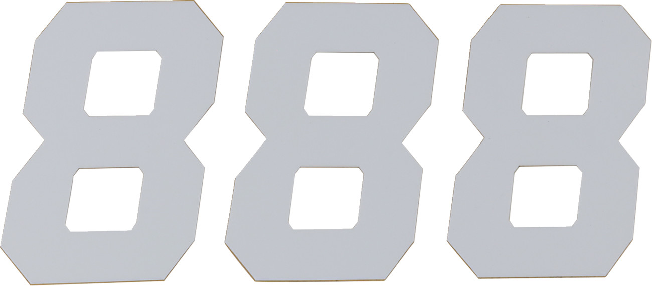 D'cor visuals Race Number Plate - #8 - White - 6"
