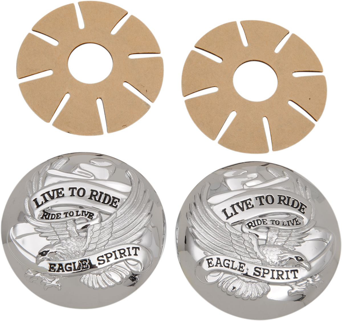 Drag specialties "Live to Ride" Gas Cap Covers - Chrome Harley Davidson
