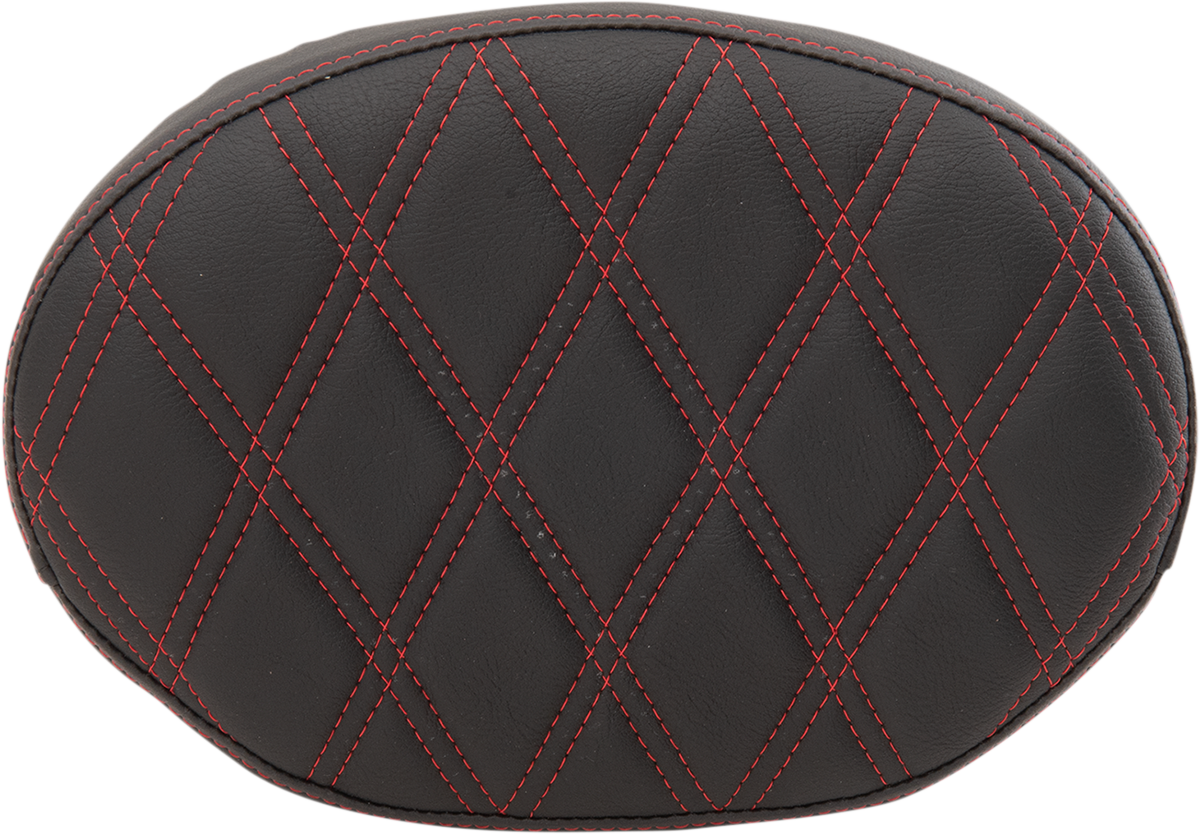Drag specialties seats Oval Sissy Bar Pad - Double Diamond - Red Stitch - FL '99-'22 Harley Davidson