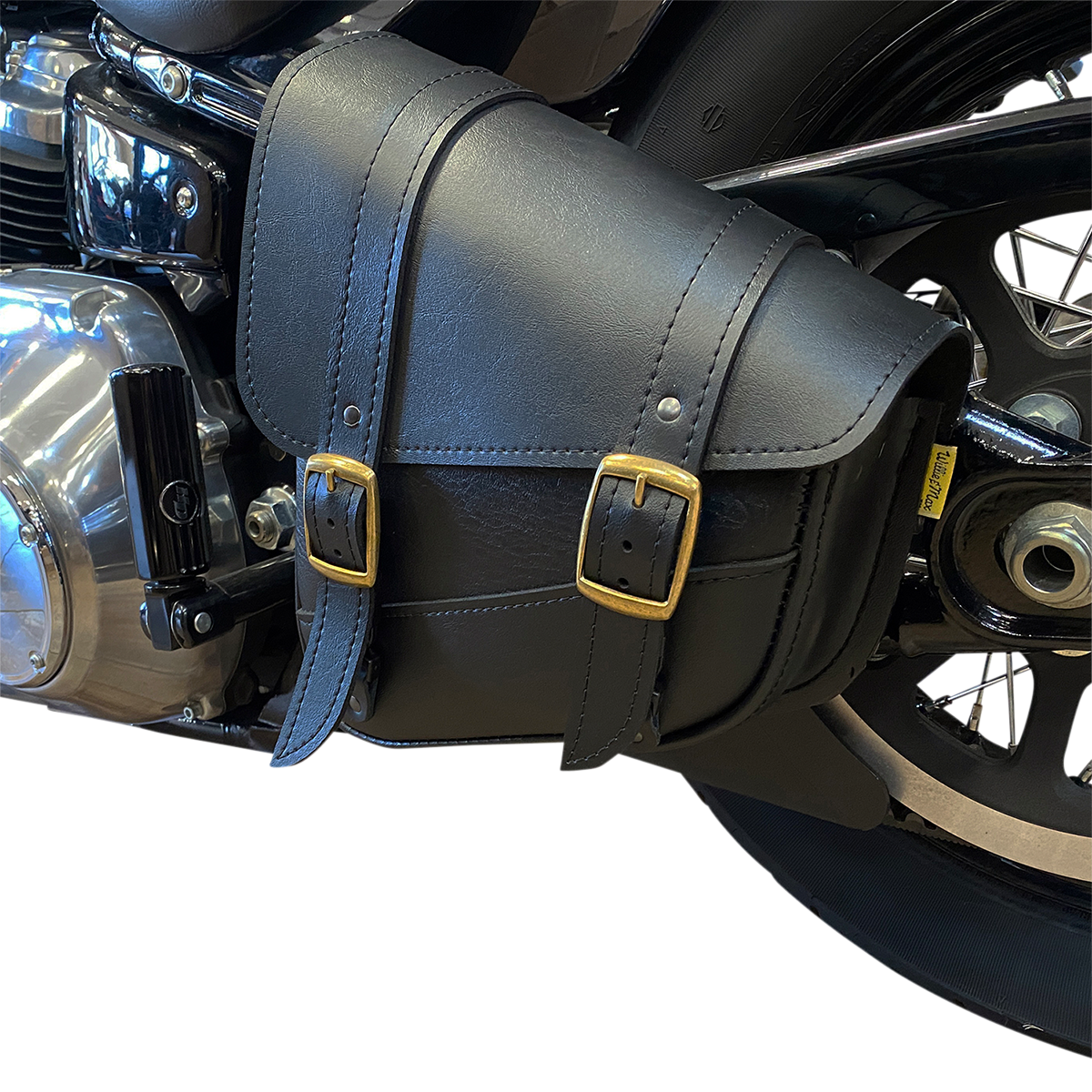 Willie & Max Brass Monkey Swing Arm Bag For Harley Softail 1984-2017