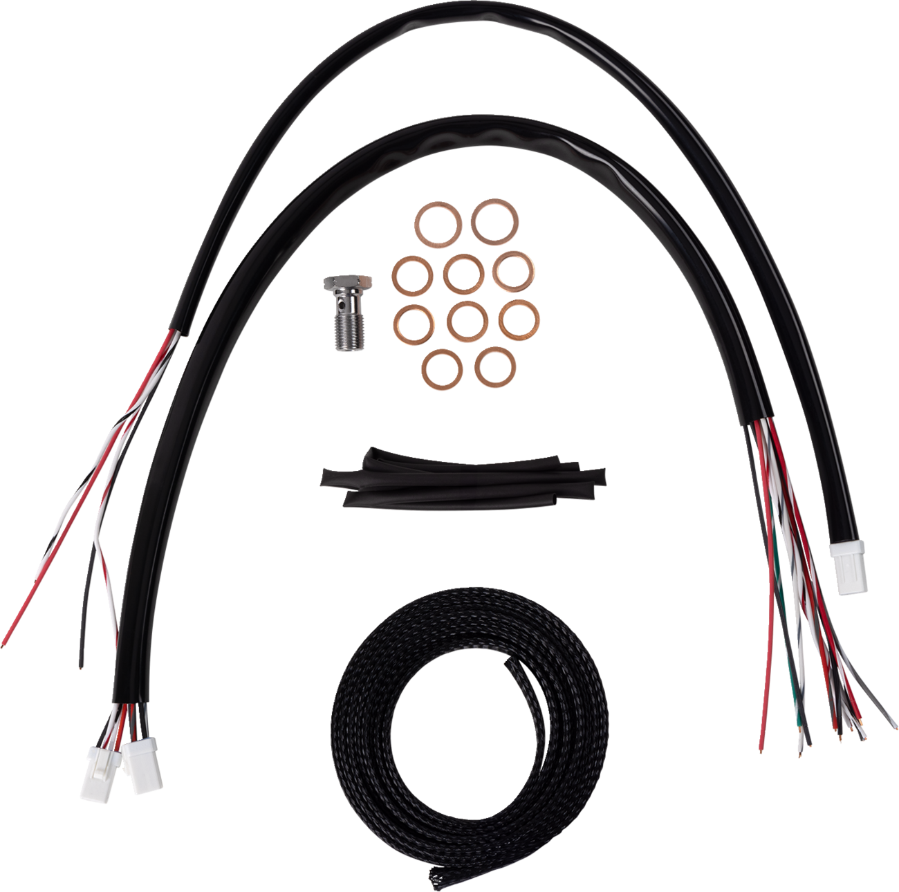 LA CHOPPERS Complete Black Vinyl Braided Handlebar Cable/Brake Line Kit
