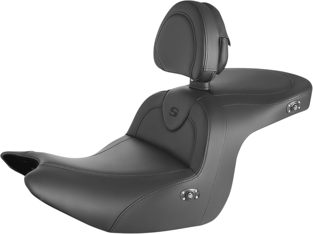 SADDLEMEN (H18-07-187BRHCT) Heated RoadSofa(tm) Seat | RoadSofa(tm) Seat - with Backrest - Black w/ Black Stitching - Heated - GL1800 '18-'23