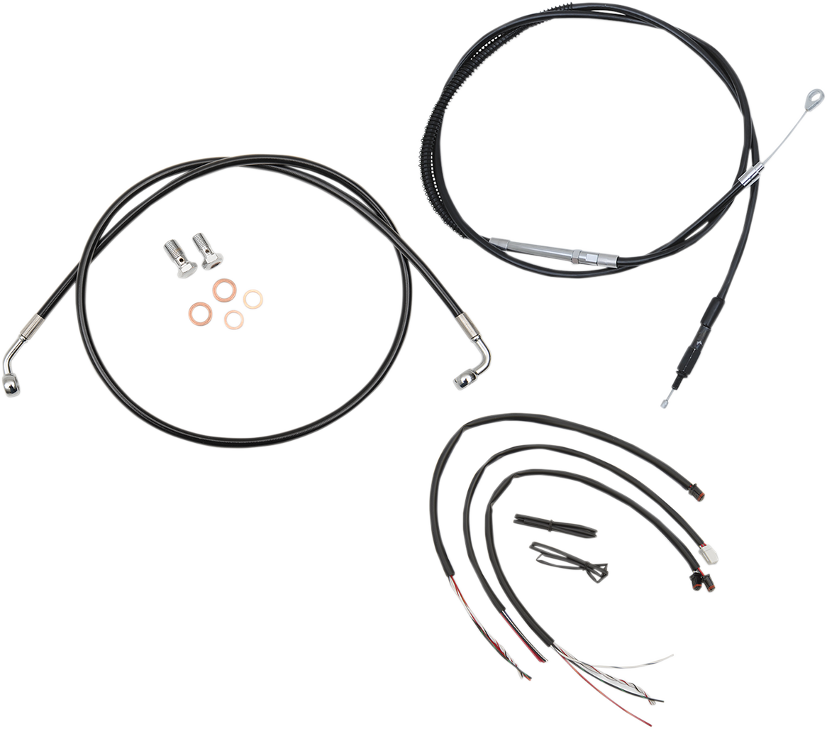 LA CHOPPERS Complete Black Vinyl Braided Handlebar Cable/Brake Line Kit