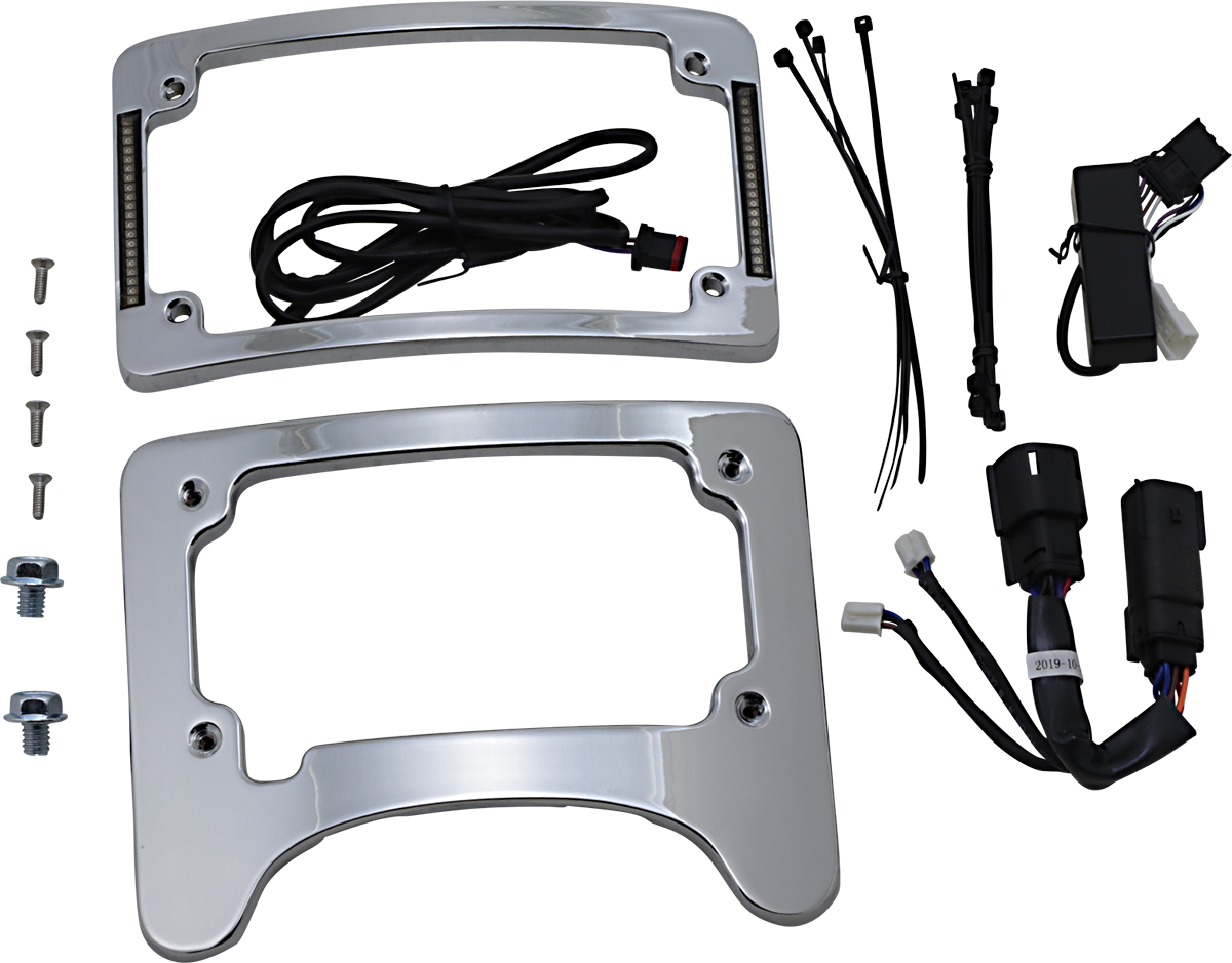 CUSTOM DYNAMICS Turn Signal Eliminator with Tri Radius Illuminated Plate Frame