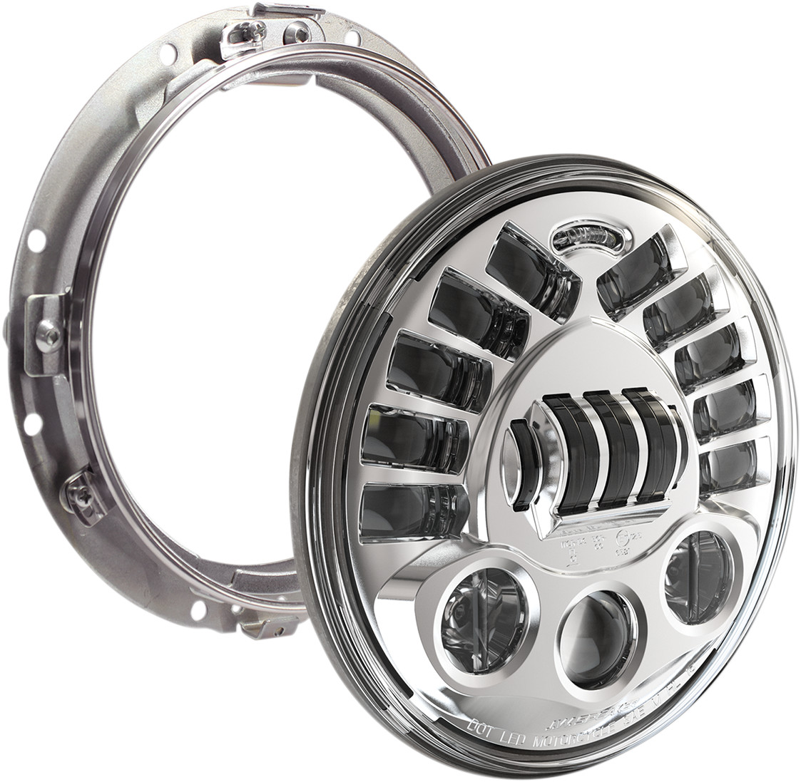 J.w. speaker Adaptive 2 LED Headlight - 7" with Mount - Chrome Harley Davidson