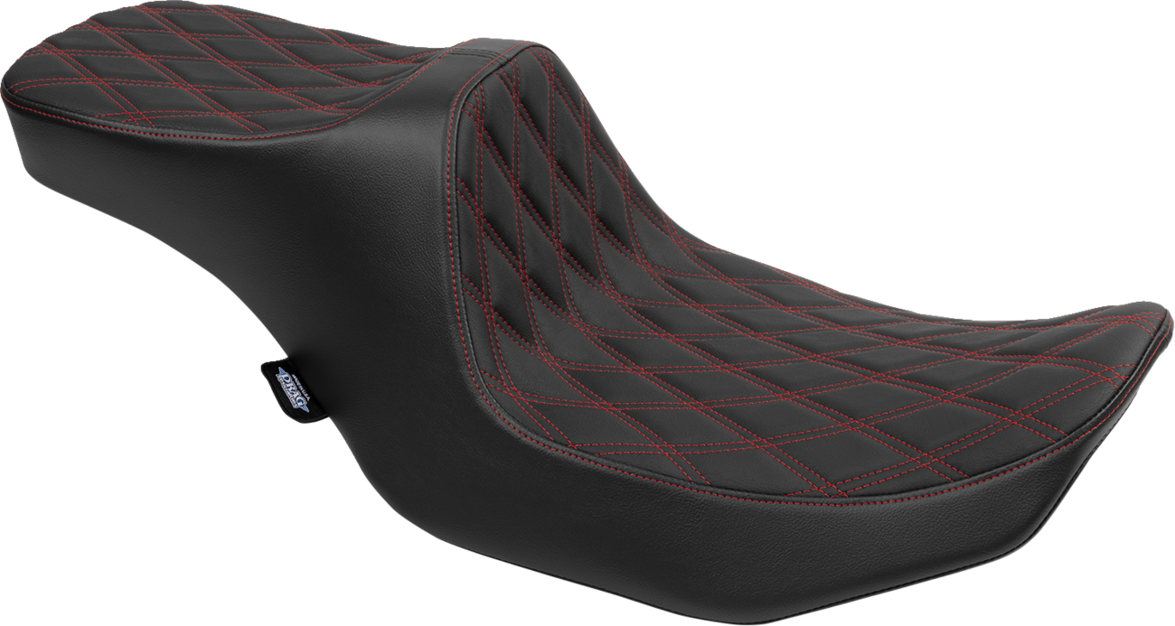 Drag specialties seats Predator III 2-Up Seat - Double Diamond - Red Stitching - FLT/FLH '23-'24 Harley Davidson