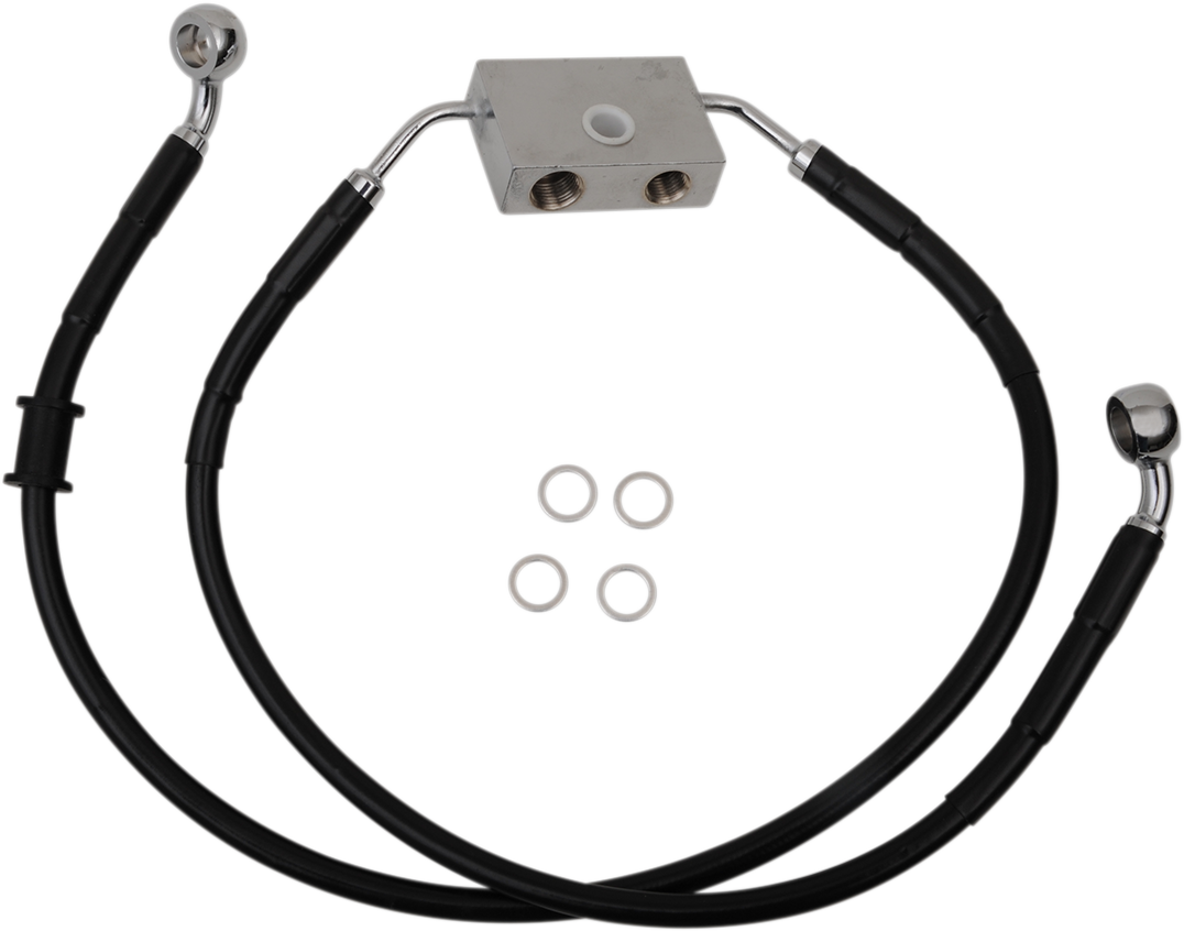 Drag specialties Brake Line - Front - +4" - Black - XL 2014-2019 Harley Davidson XL1200C Sportster 1200 Custom / 2014-2017 Harley Davidson 1200 XLCP