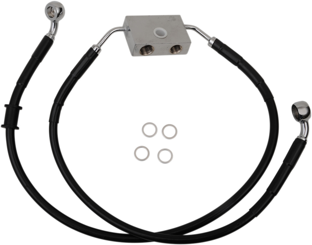 Drag specialties Brake Line - Front - +4" - Black - XL 2014-2019 Harley Davidson XL1200C Sportster 1200 Custom / 2014-2017 Harley Davidson 1200 XLCP