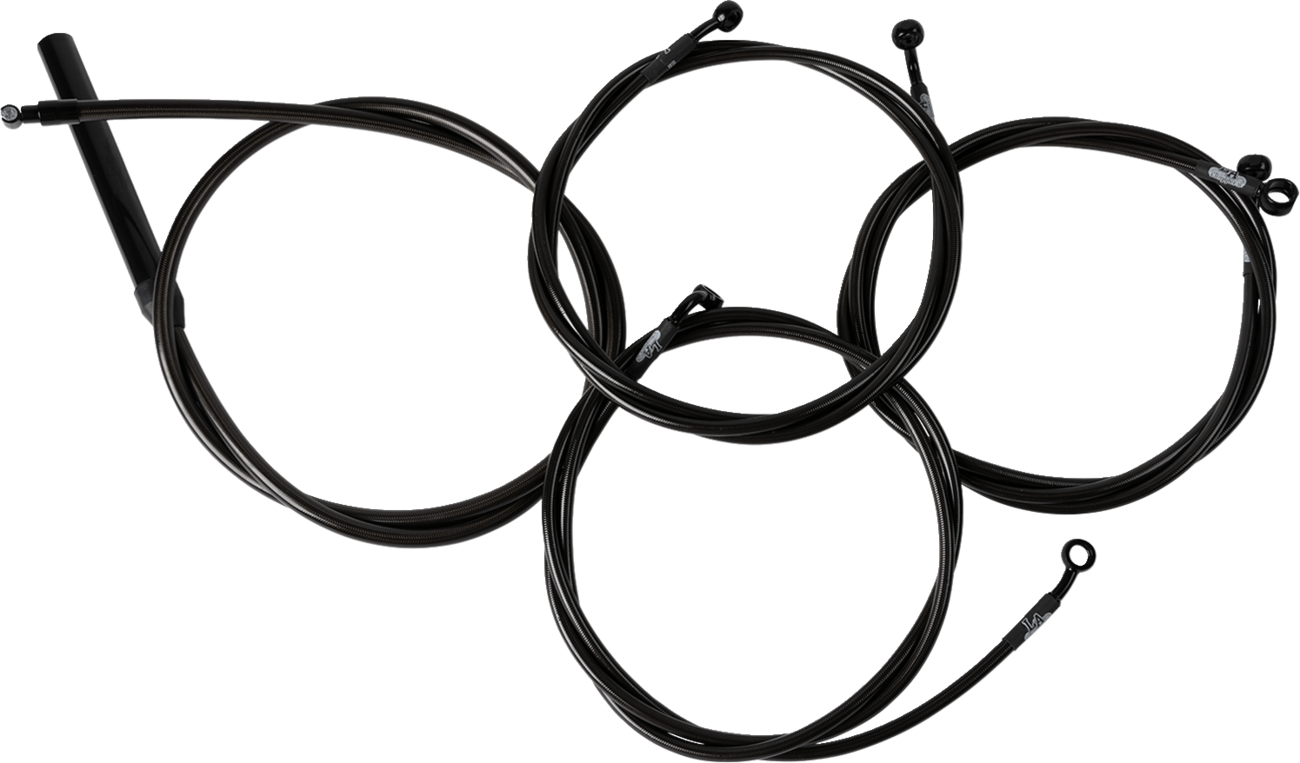 LA CHOPPERS Complete Midnight Braided Handlebar Cable/Brake Line Kit — Standard