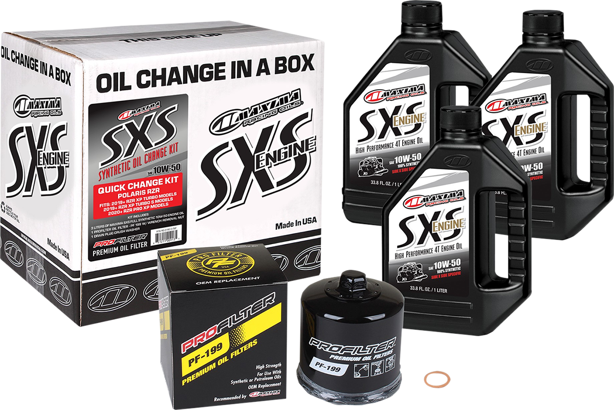 Maxima SxS Full Synthetic Quick Change Oil Kit Polaris RZR Pro XP / XP Turbo 2019-2021