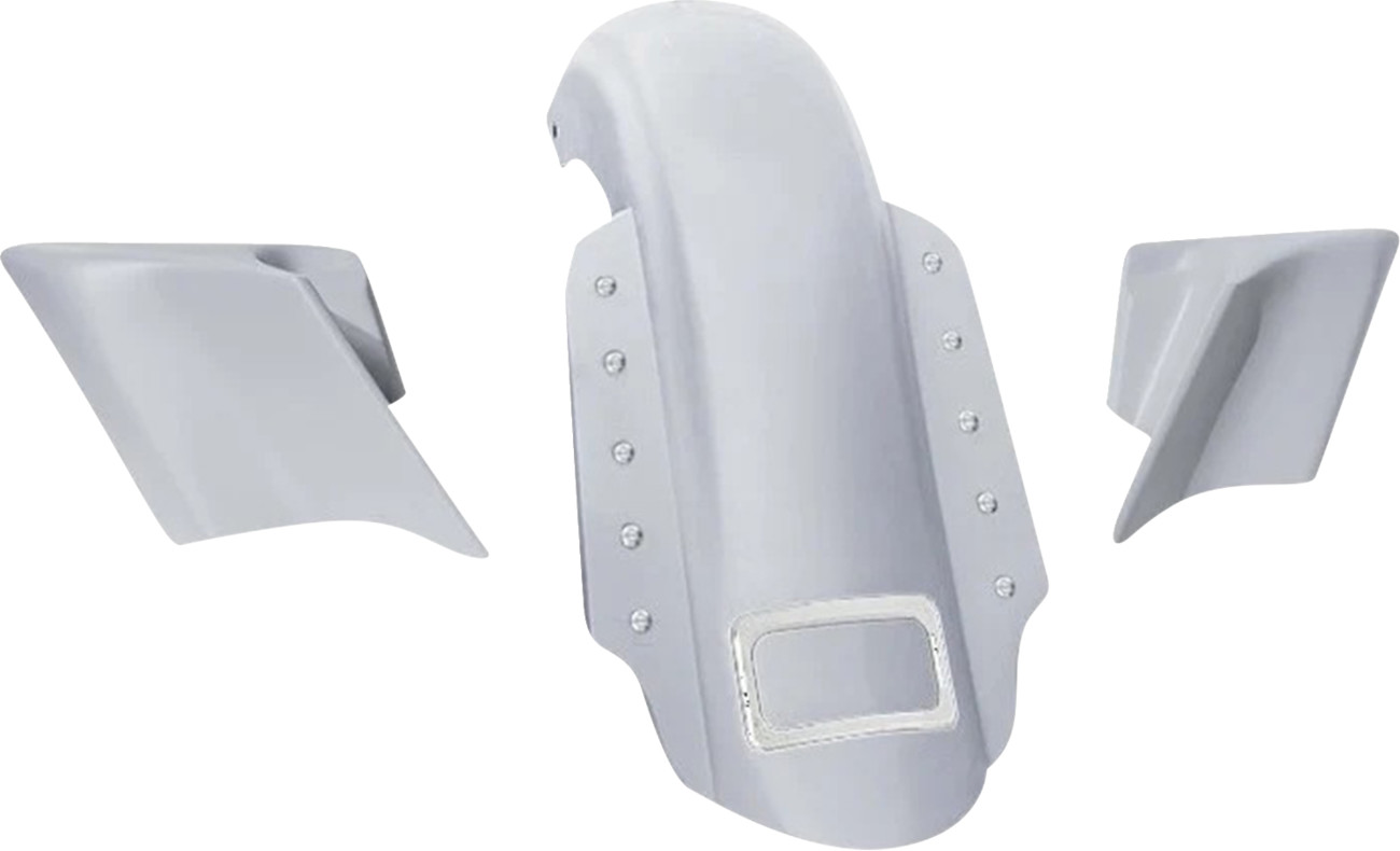 PAUL YAFFE BAGGER NATION Swoop Three Piece Stretched Rear Fender Kit With Side Panels and Lightening Bolts