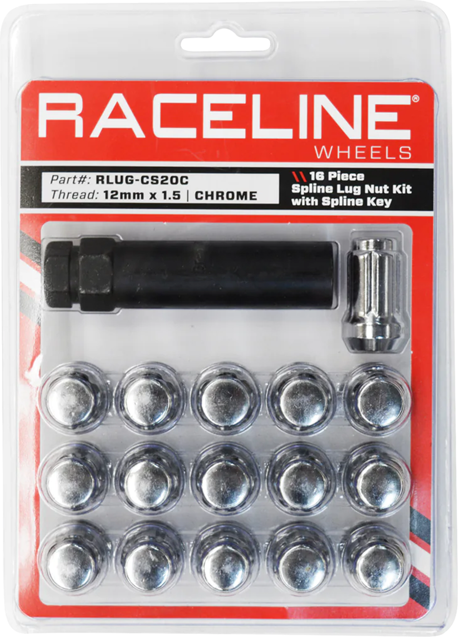 Spline Lug Nut Kit with Spline Key - 16 Pack