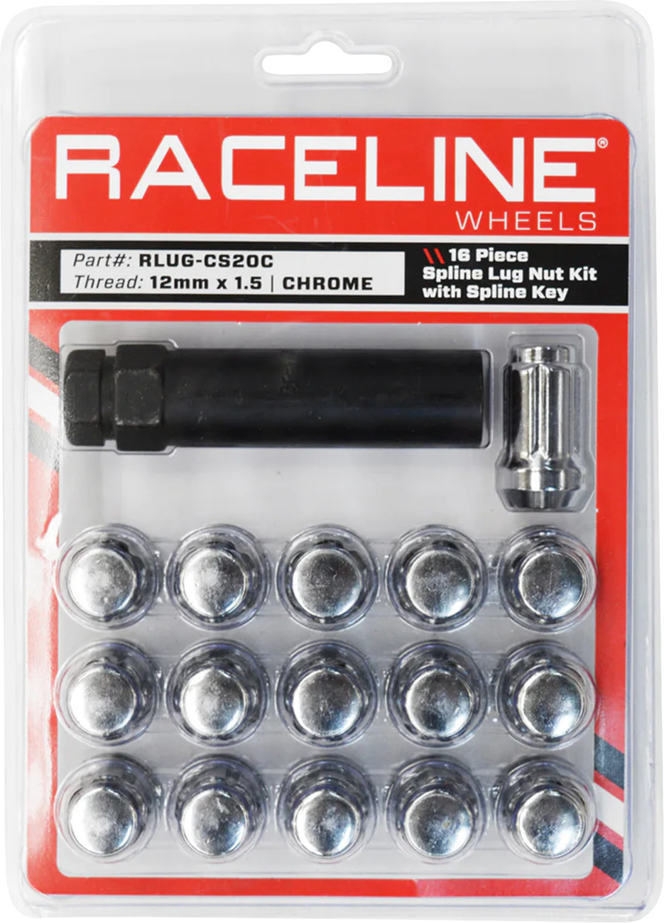 Spline Lug Nut Kit with Spline Key - 16 Pack