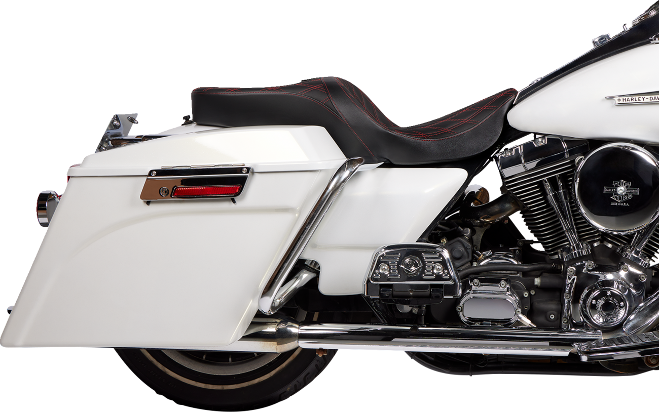 Drag specialties seats Freedom Seat - Vinyl - Double Diamond Red Stitch - FLH '97-'07 Harley Davidson