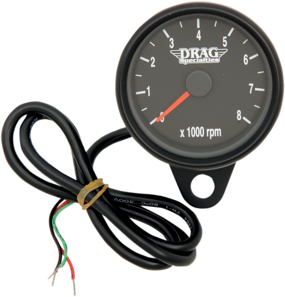 Drag specialties Mini Electronic Tachometer - Black - Backlit LED Black Face - 2.4" Harley Davidson