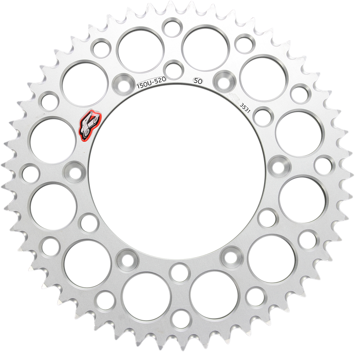 Renthal Rear Sprocket - Aluminum - 50 Tooth - Silver - Yamaha/Honda 50T