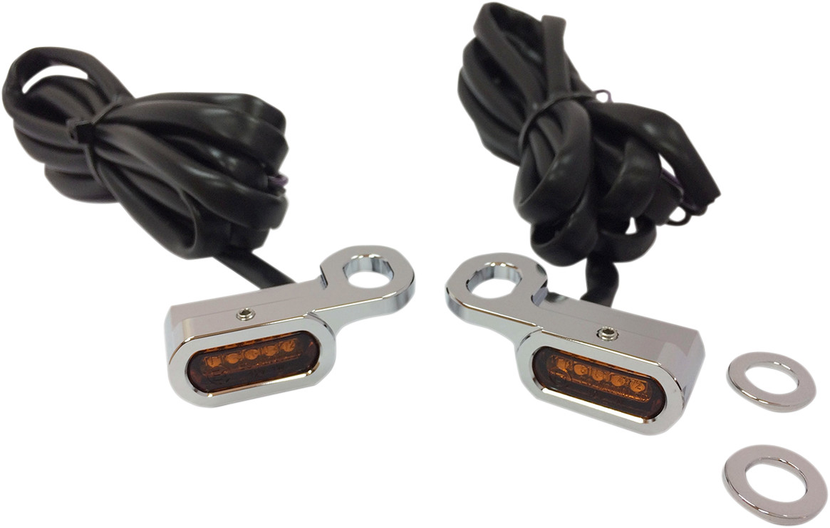 Drag specialties LED Handlebar Marker Lights - Hydraulic Clutch - Chrome/Amber Harley Davidson