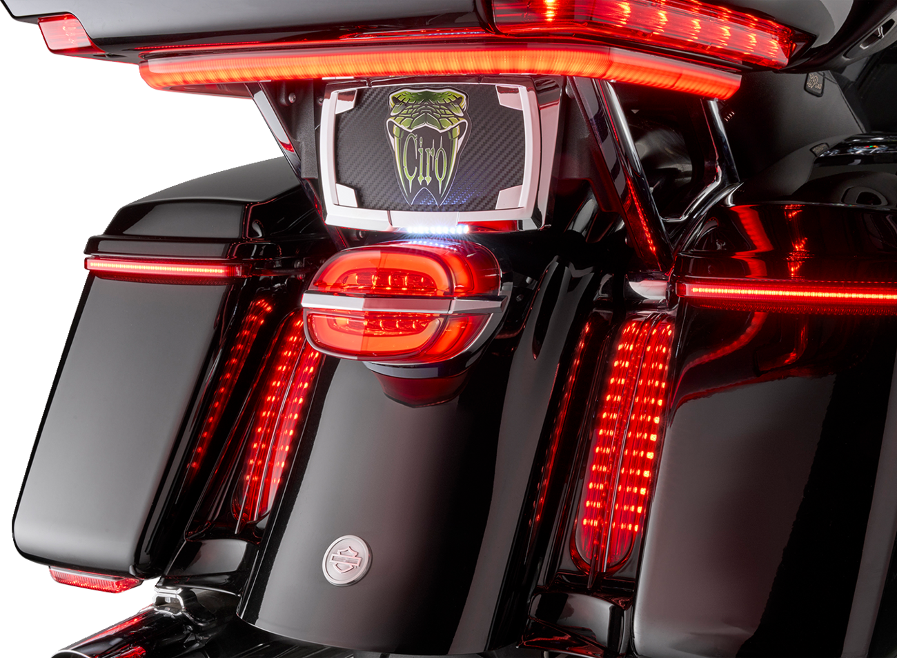 Ciro Taillight - Red Lens - with License Plate Light Harley Davidson